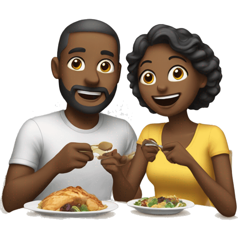 Husband and wife eating dinner  emoji