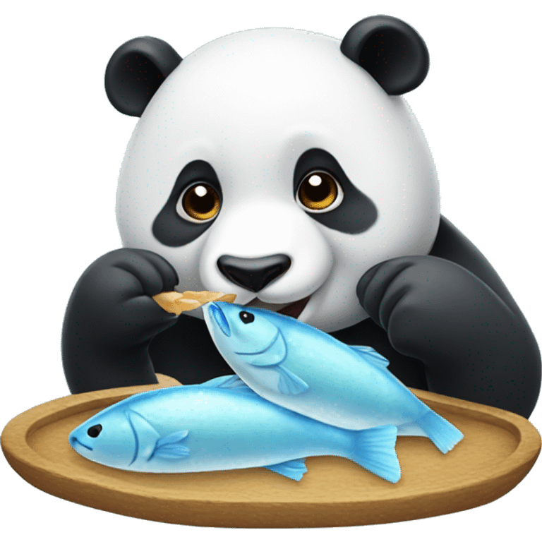 Panda eating ice fish emoji