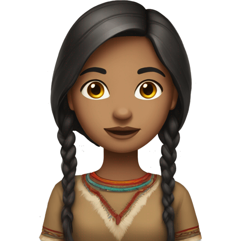 girl dark hair with streaks of color and America indian heritage plain clothing emoji