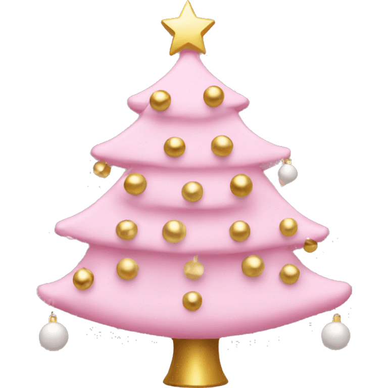 Pink christmas tree with white and gold balls emoji