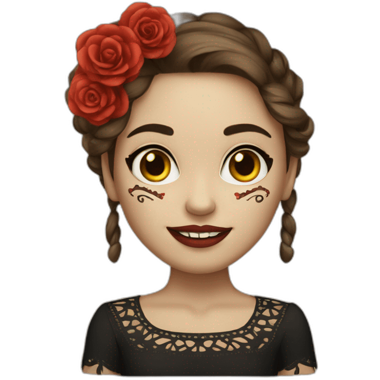 dia de los muertos girl happy Brown hair emoji