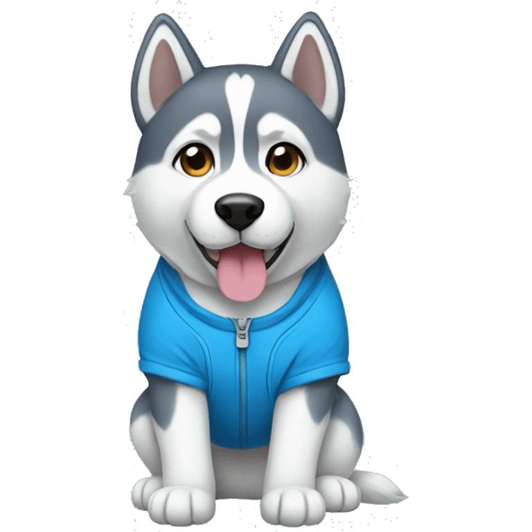 husky in a blue romper  emoji