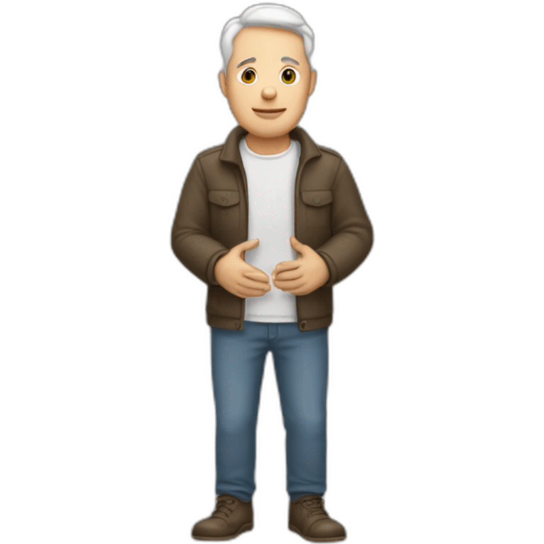 white man with hands in cast emoji