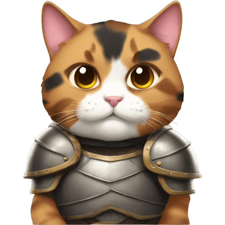 Fat calico cat with armor  emoji