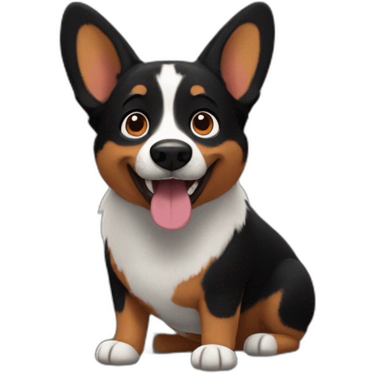 Black corgi pixar style emoji