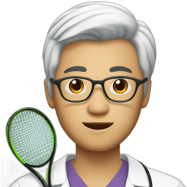 asian doctor with tennis racquet emoji