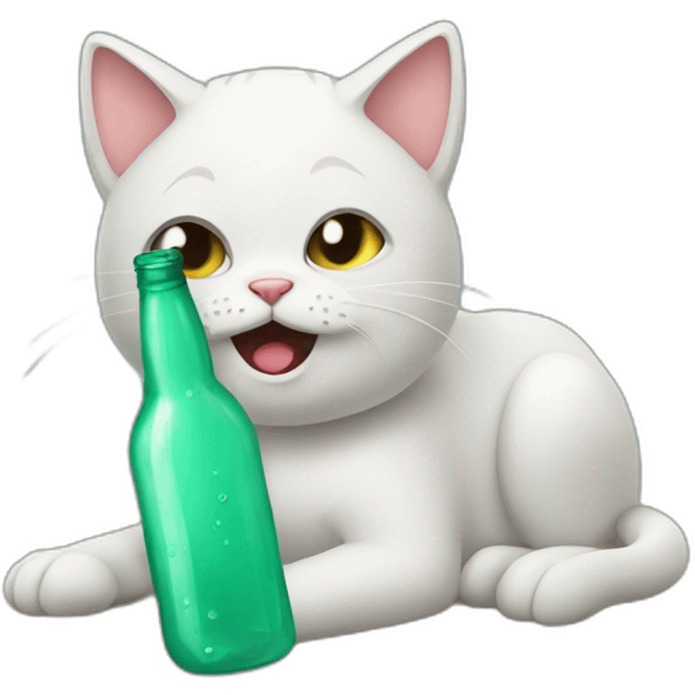 drunk cat with bottle emoji