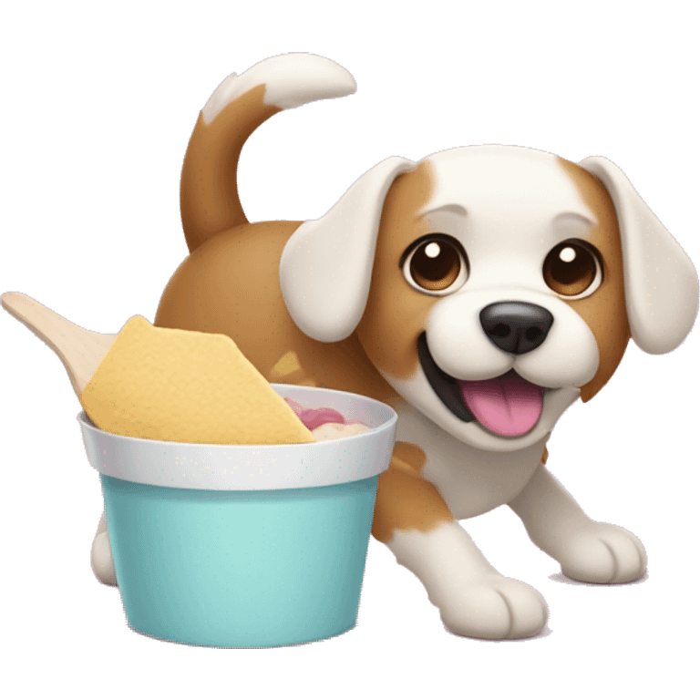 Crea un emoji de un perro comiendo pastel emoji