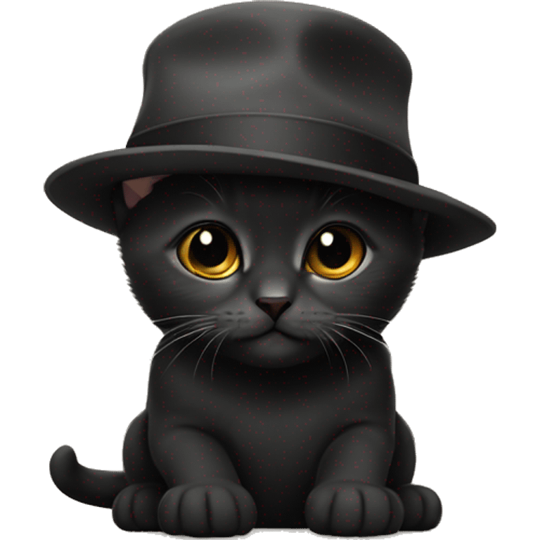 Black british kitten with a top beige hat emoji