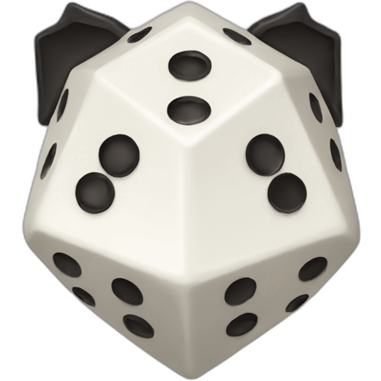 D20 dice with dog ears emoji