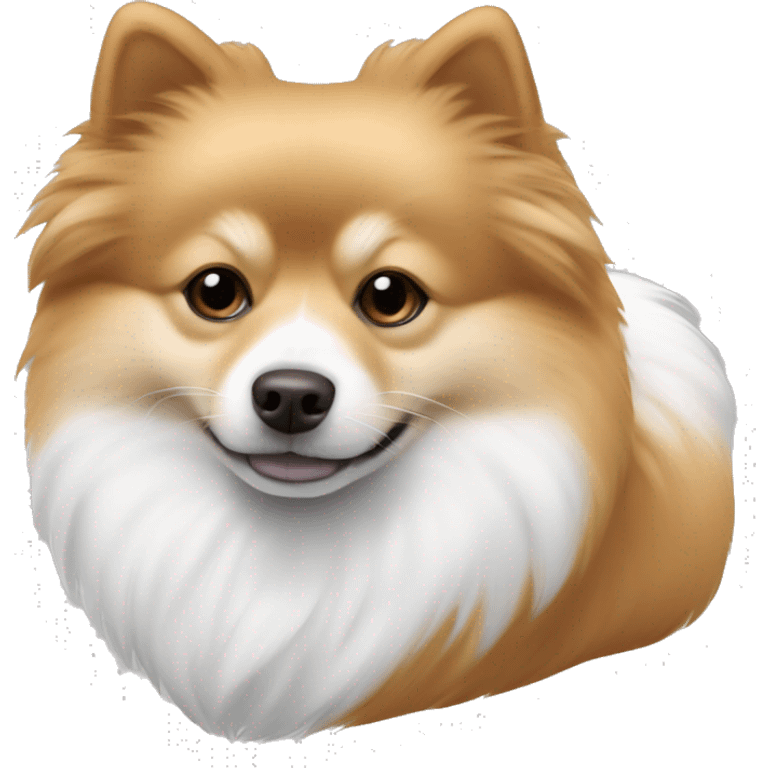 pomeranian-spitz mix light brown and white with gray ears sleeping emoji