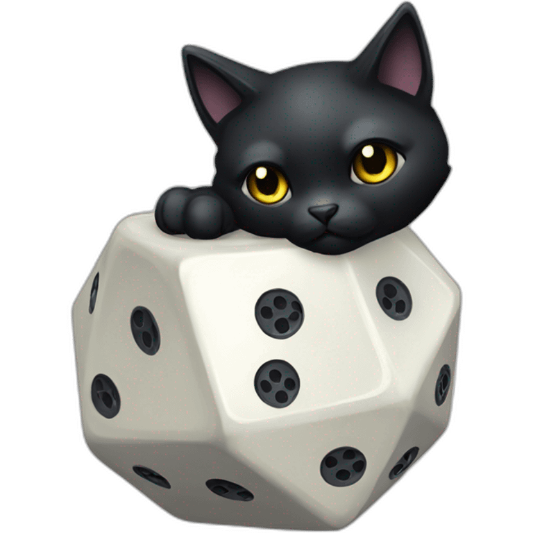 Dice d20 black cat emoji