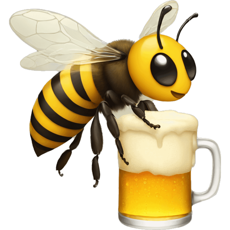 Bee drunk on beer emoji