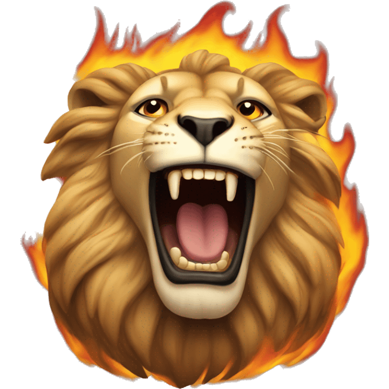 roaring lion on fire emoji