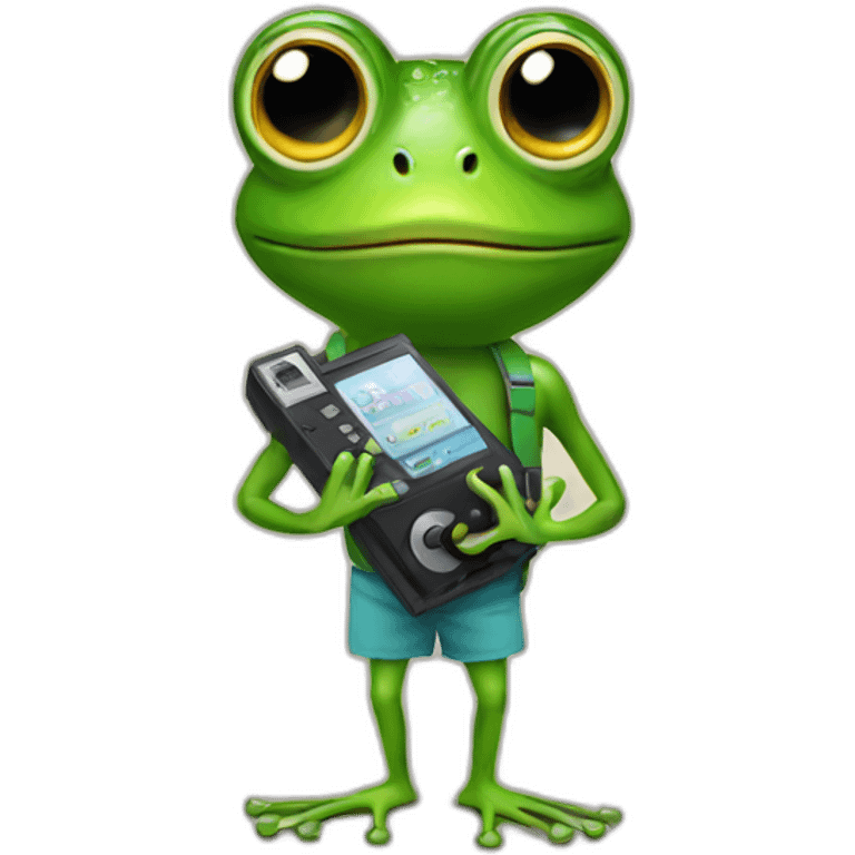 frog with walkman emoji