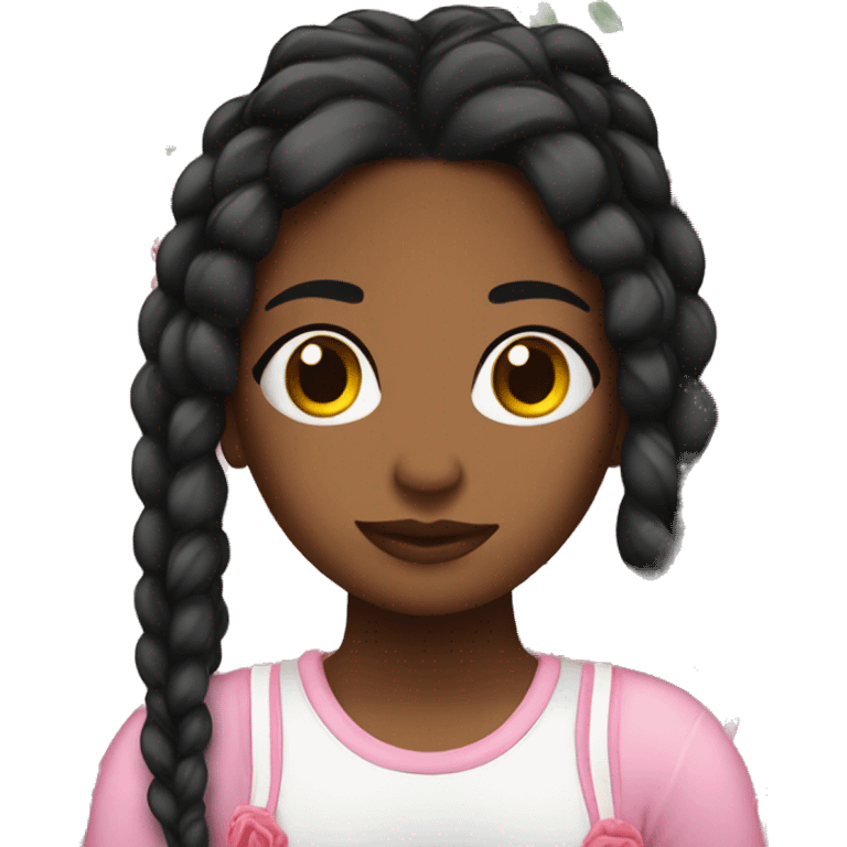 Chica negra con trenzas rosas emoji