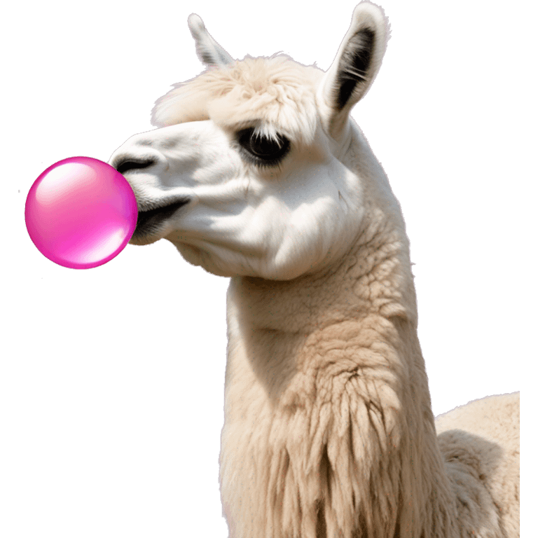 Llama blows a bubble gum bubble emoji