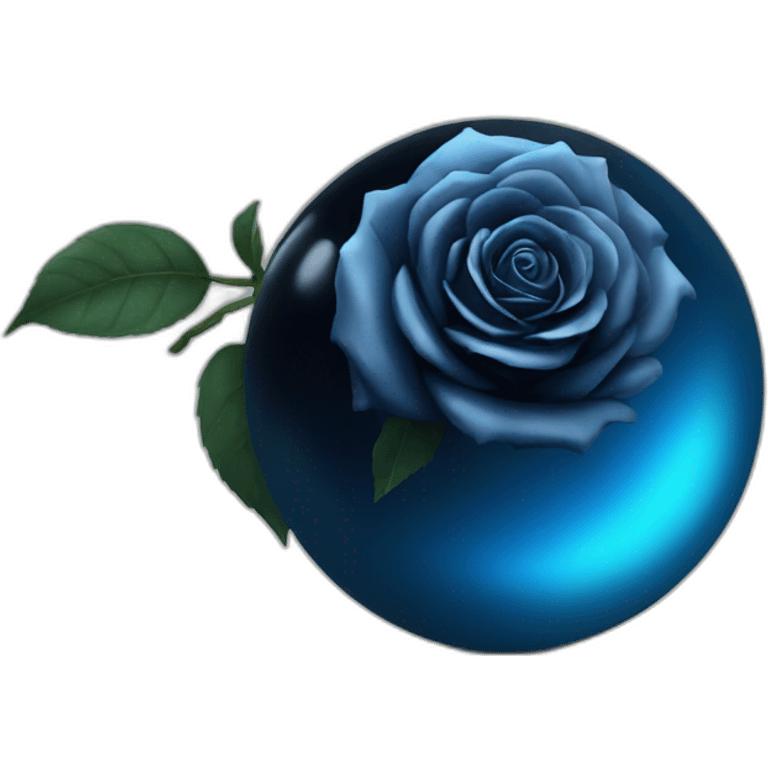 Black rose in a blue shiny sphere  emoji