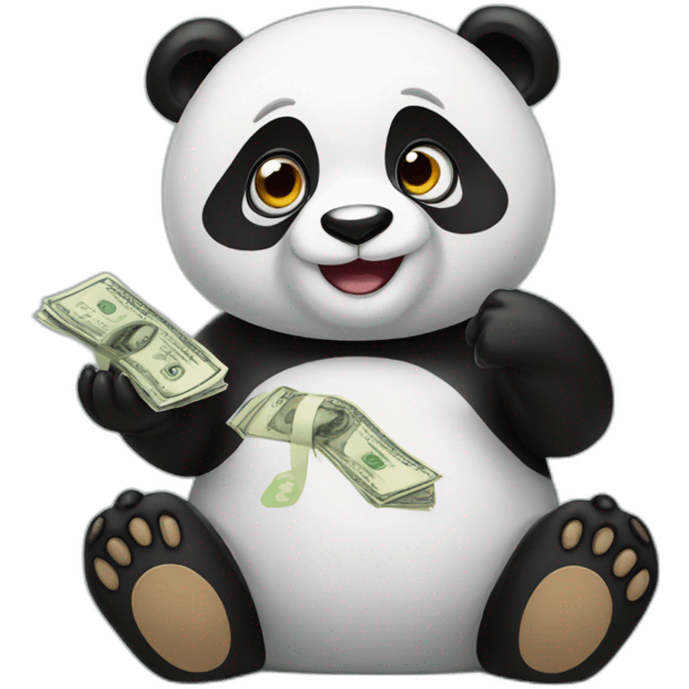 Panda counting cash emoji