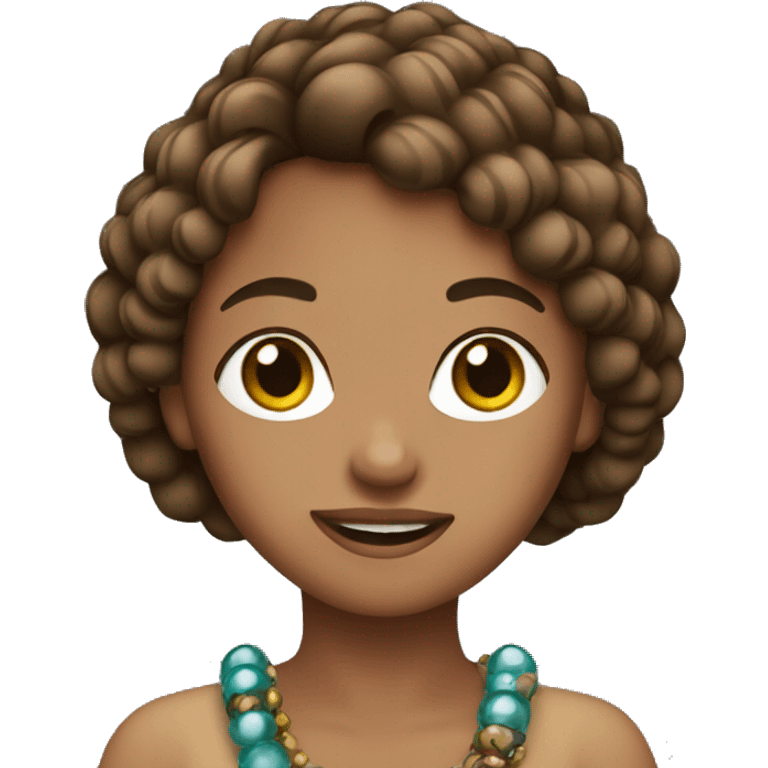 A girl with brown hair in beads emoji