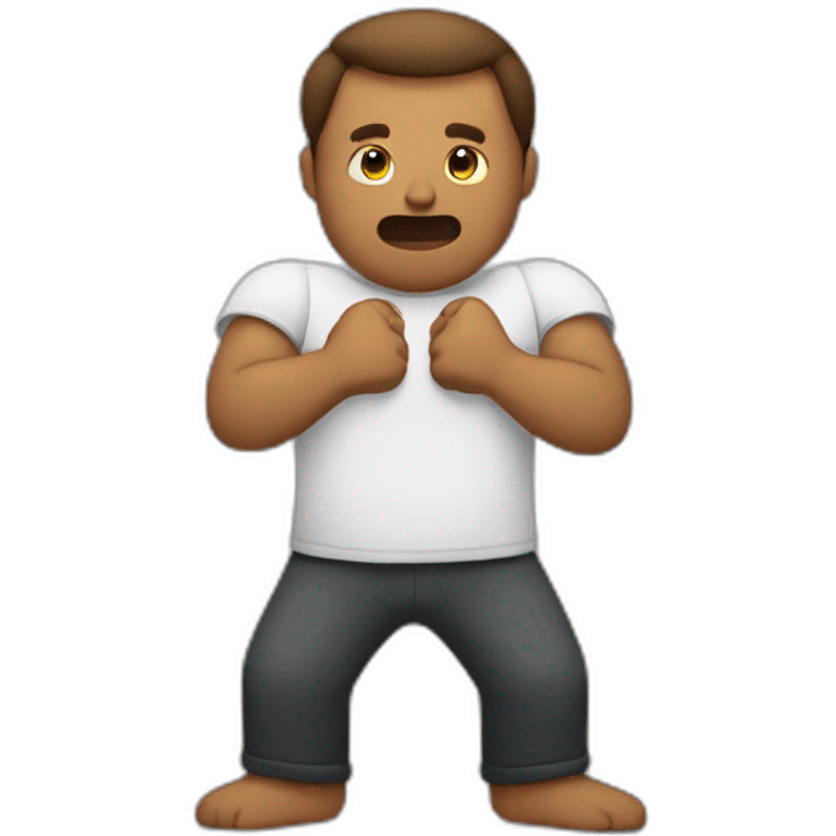 Man with his arms like an x in front of his chest and his fists closed emoji