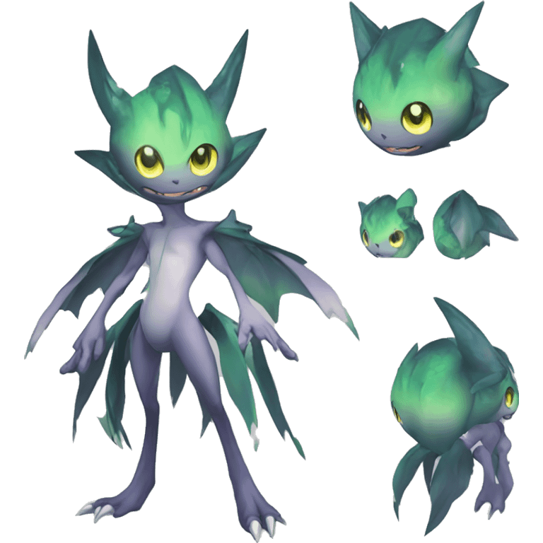 cute cool edgy sharp eldritch ethereal Digimon-Fakemon-animal full body emoji