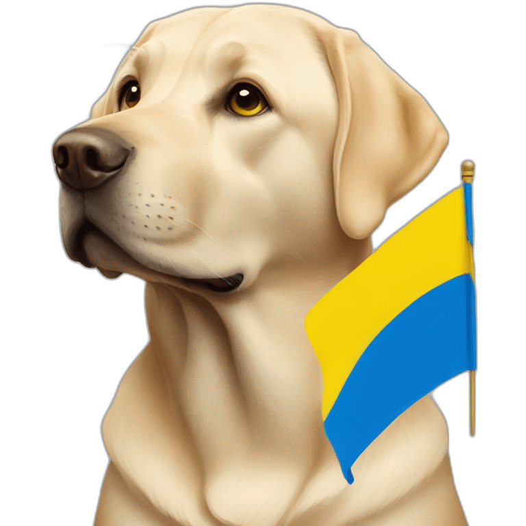 labrador with the ukranian flag emoji