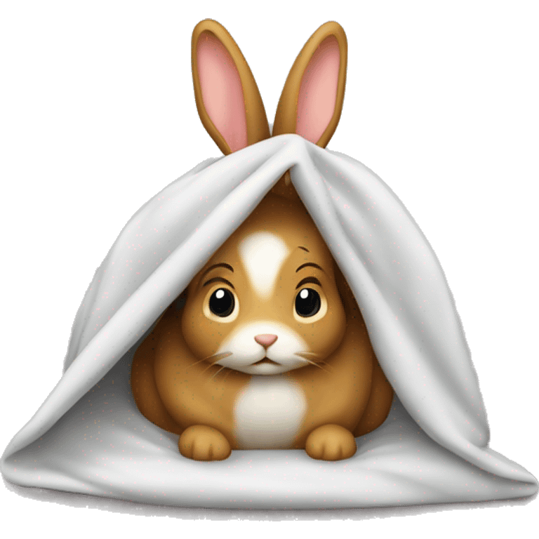 Hase eingekuschelt in eine Decke emoji