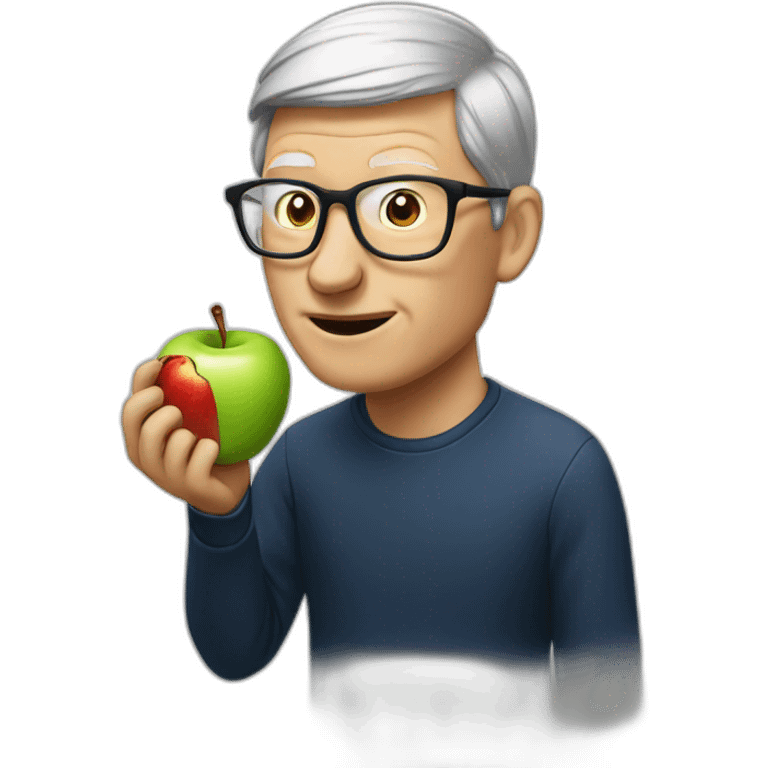 Tim Cook eating apple logo emoji