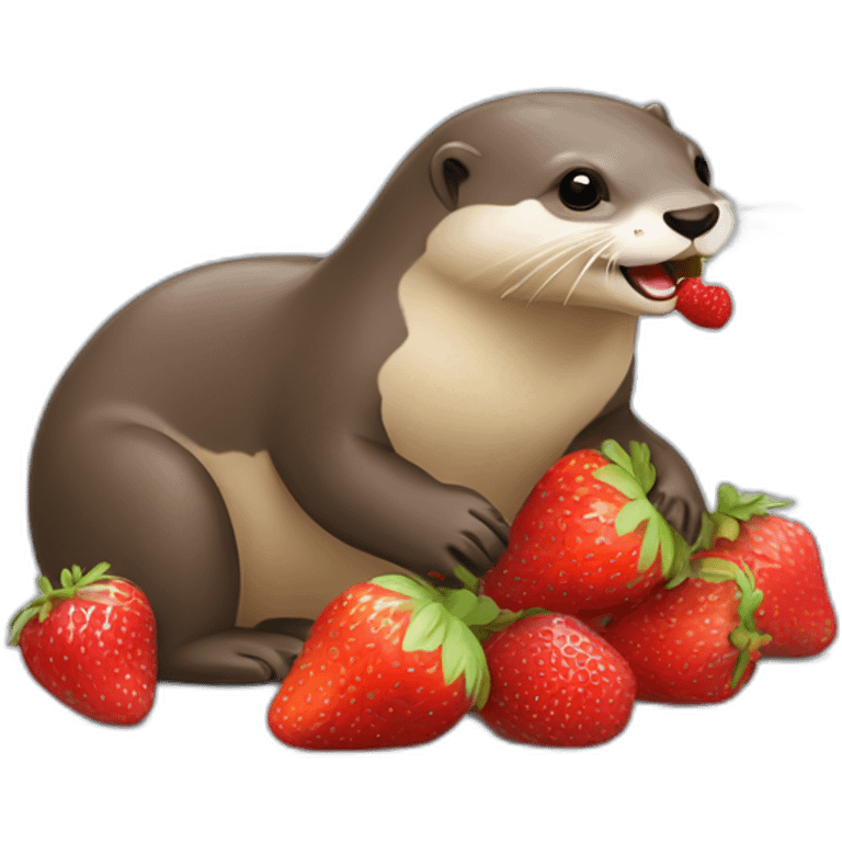 Loutre qui mange une fraise emoji