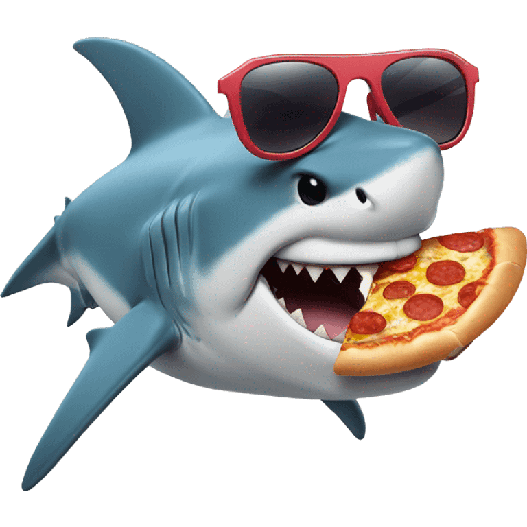 shark with cool sunglasses eating pizza emoji