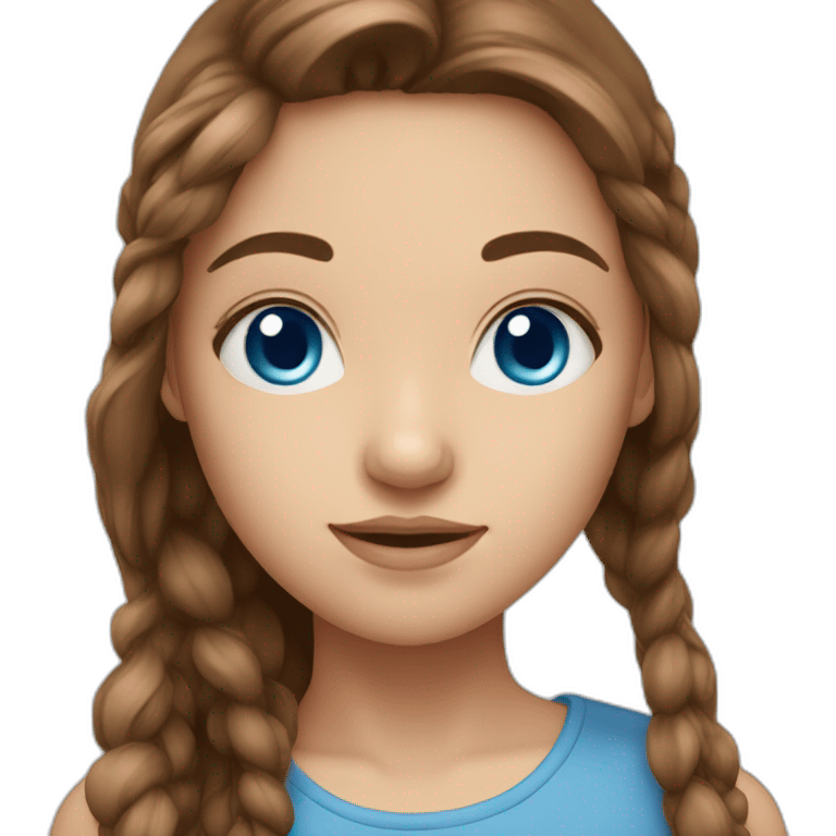 Girl who as blue eyes and long brown hair emoji