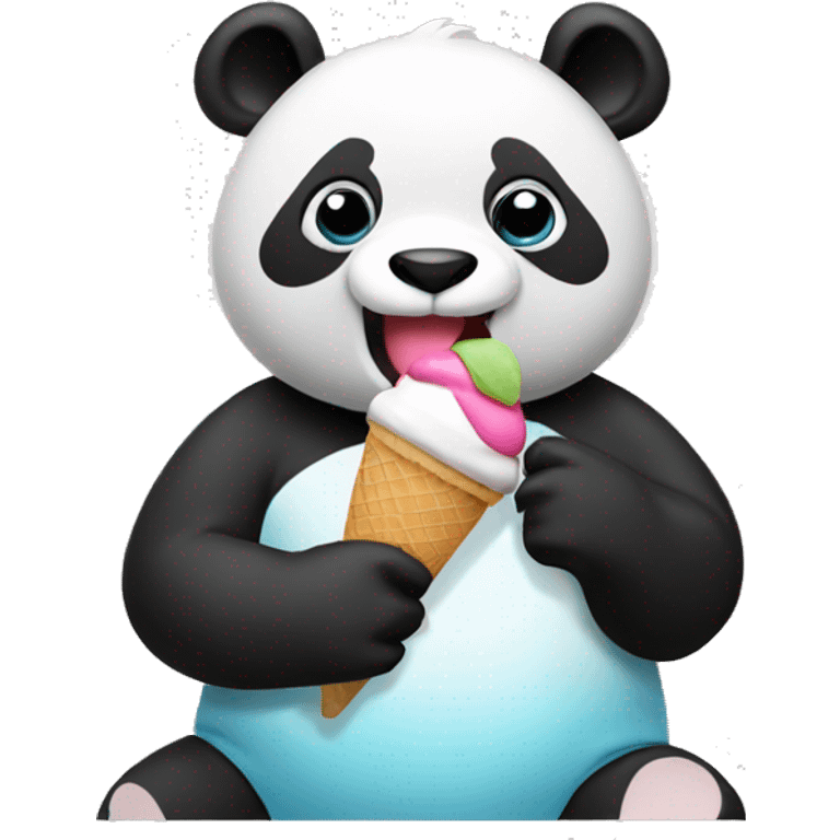 Panda eating ice cream emoji