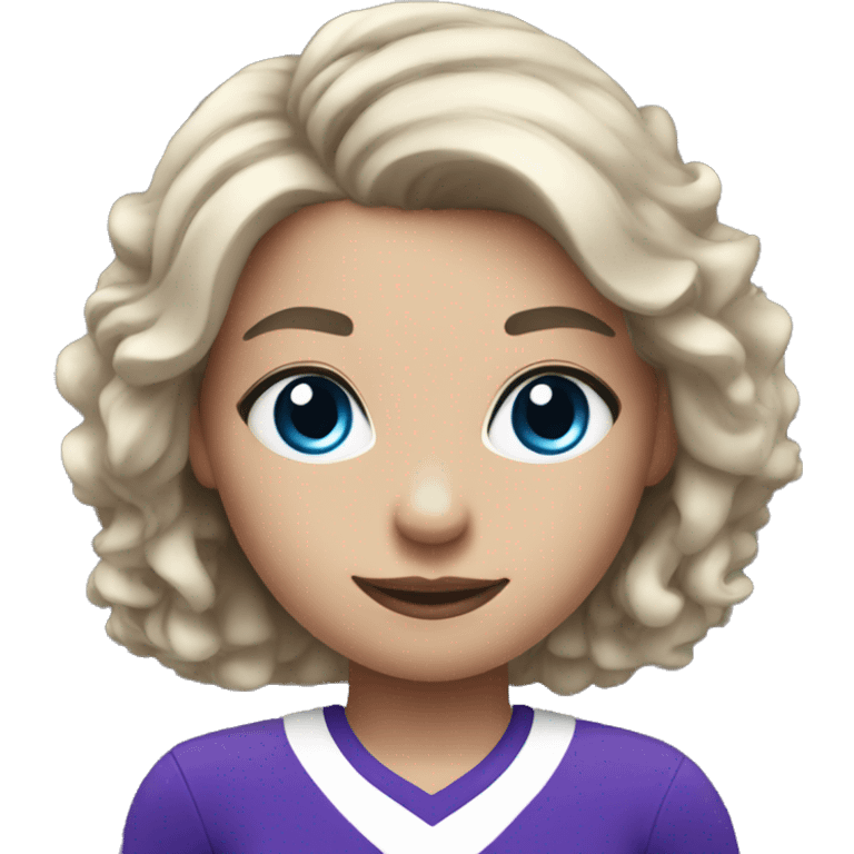 cheerleader in purple with blue eyes and dark hair emoji