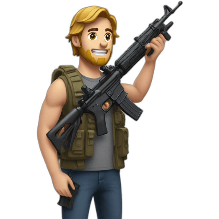 Mr.beast avec un fusil emoji