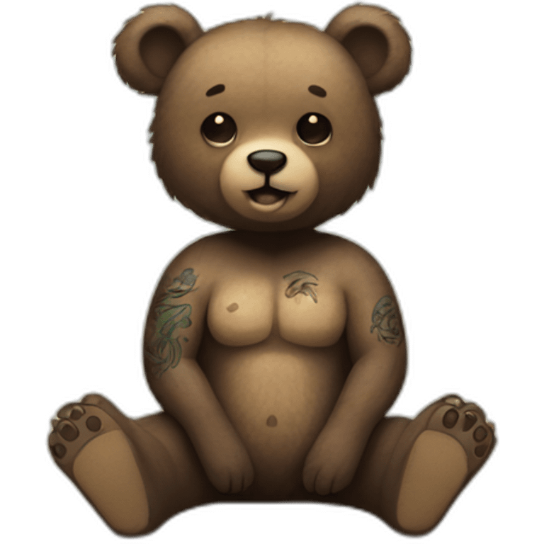 Bear with tattoos on a beach emoji