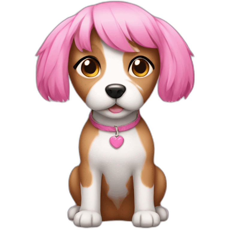 dog girl with pink hair emoji