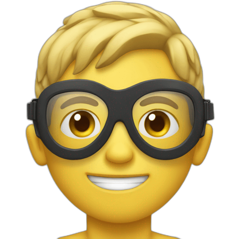 side view of an emoji boy ready to swim with swim goggles emoji