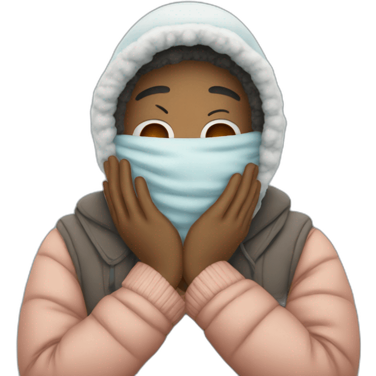 person embraces cold emoji