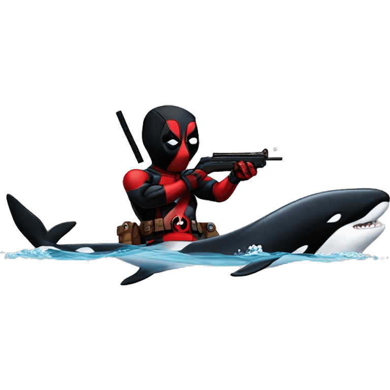 Deadpool shooting an orca emoji