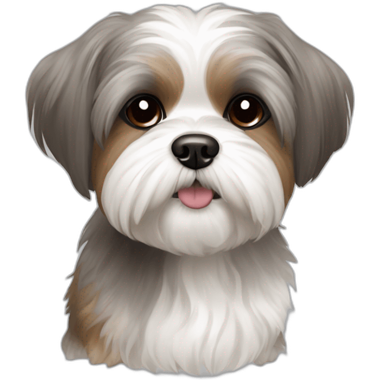 Dog shih tzu westie mix gray and brown emoji