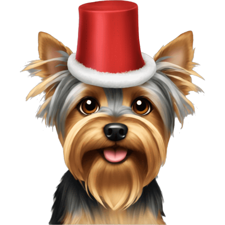 Yorkshire Terrier in a New Year's hat emoji