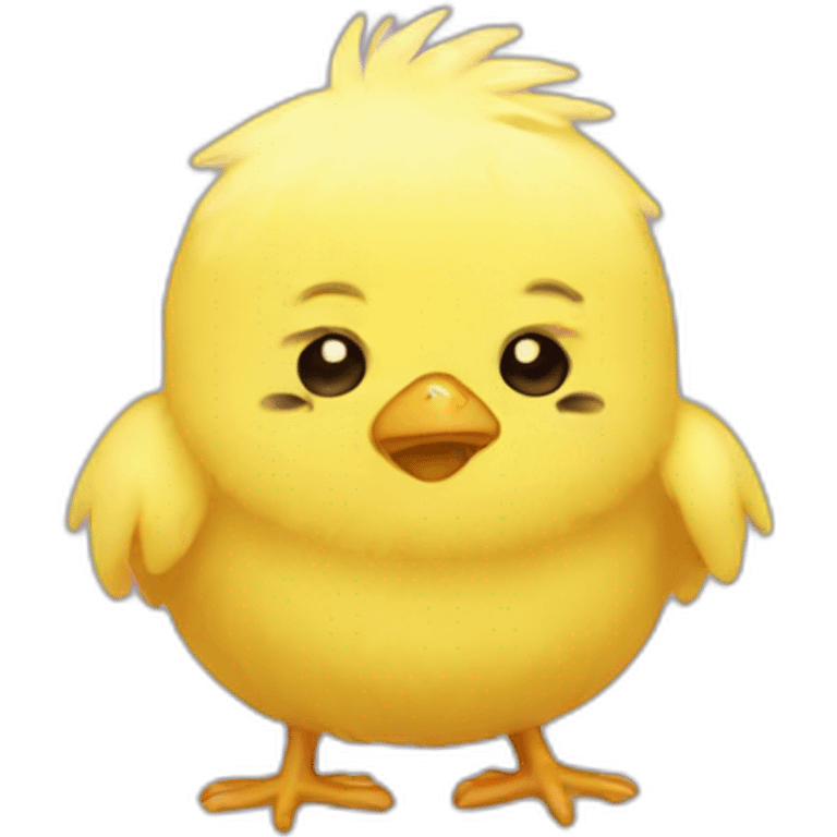 yellow fluffy chick crying, sad emoji