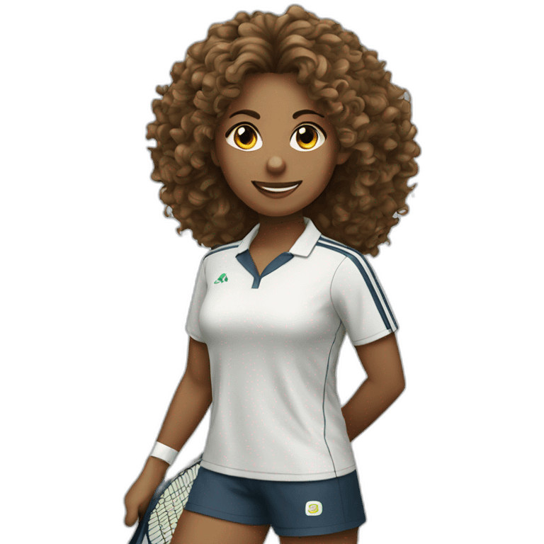 Female fisiotherapist tennis player curly hair emoji