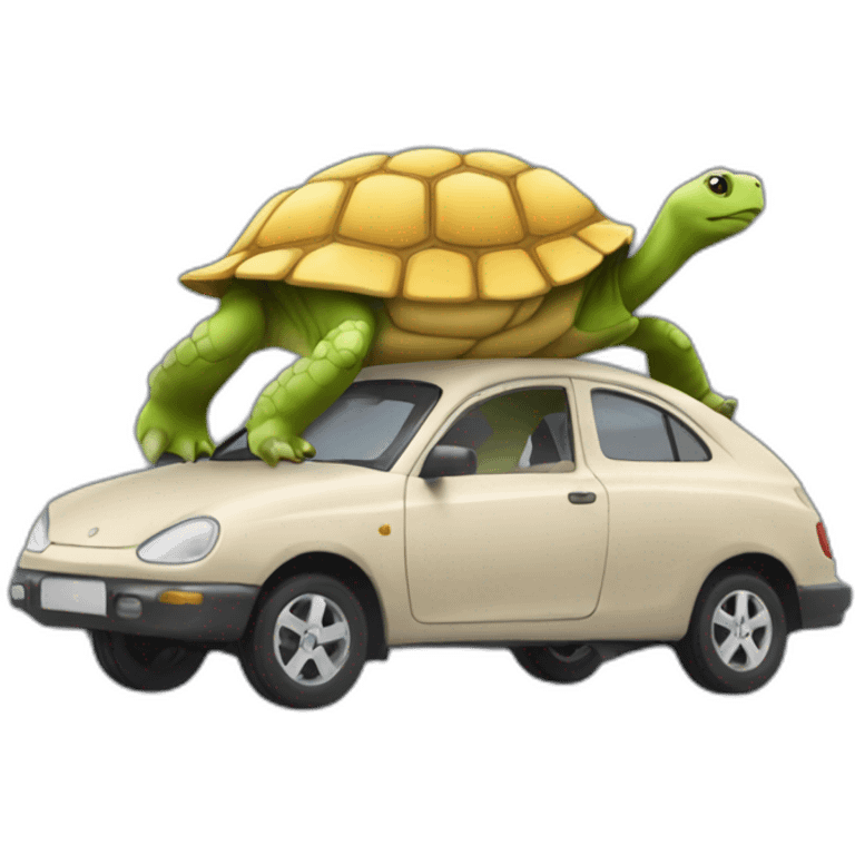 Voiture sur une tortue emoji