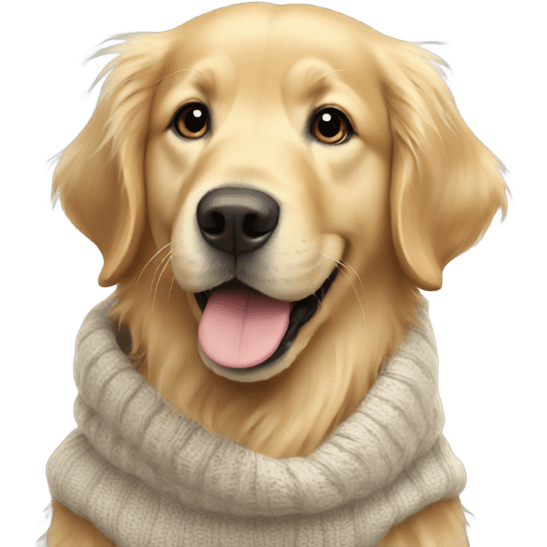 Light fur golden retriever wearing a sweater  emoji