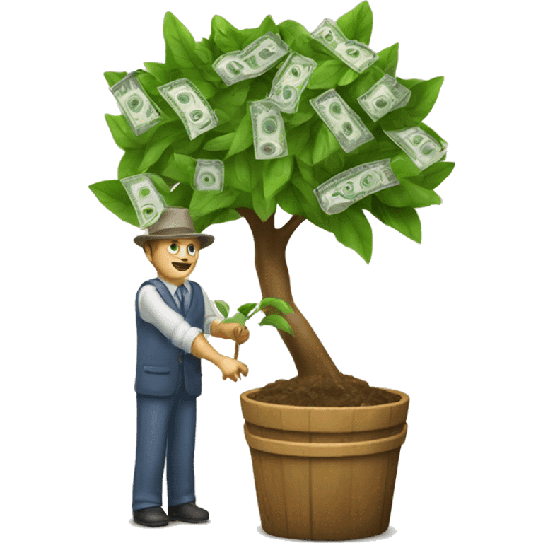 Harvesting money from money tree emoji