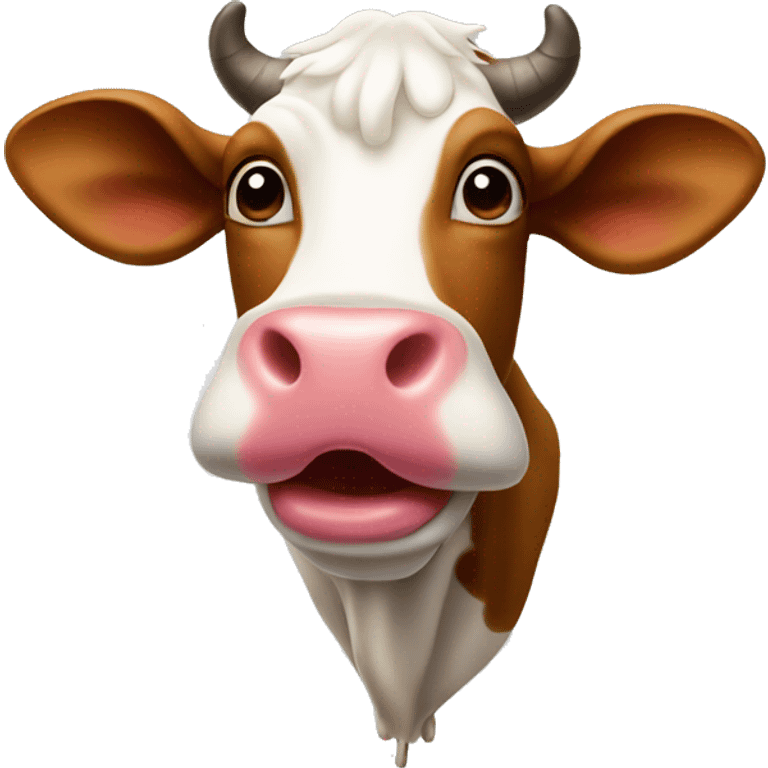 Upside down cow with tongue out emoji