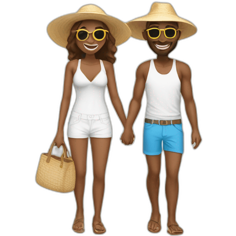 beach vacation couple white emoji