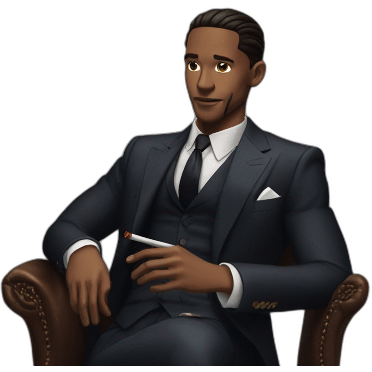 Tristan Tate,slick back hair, rich, smoking cigar, african america, 3 piece suit emoji